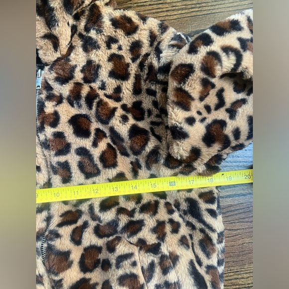 Anthropologie Love Tree Faux Fur Leopard Hoodie Jacket Coat Size M - Picture 3 of 7